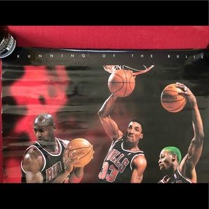 1996 Running of the Bulls Jordan Pippen Rodman Bulls Poster 36" x 24"
